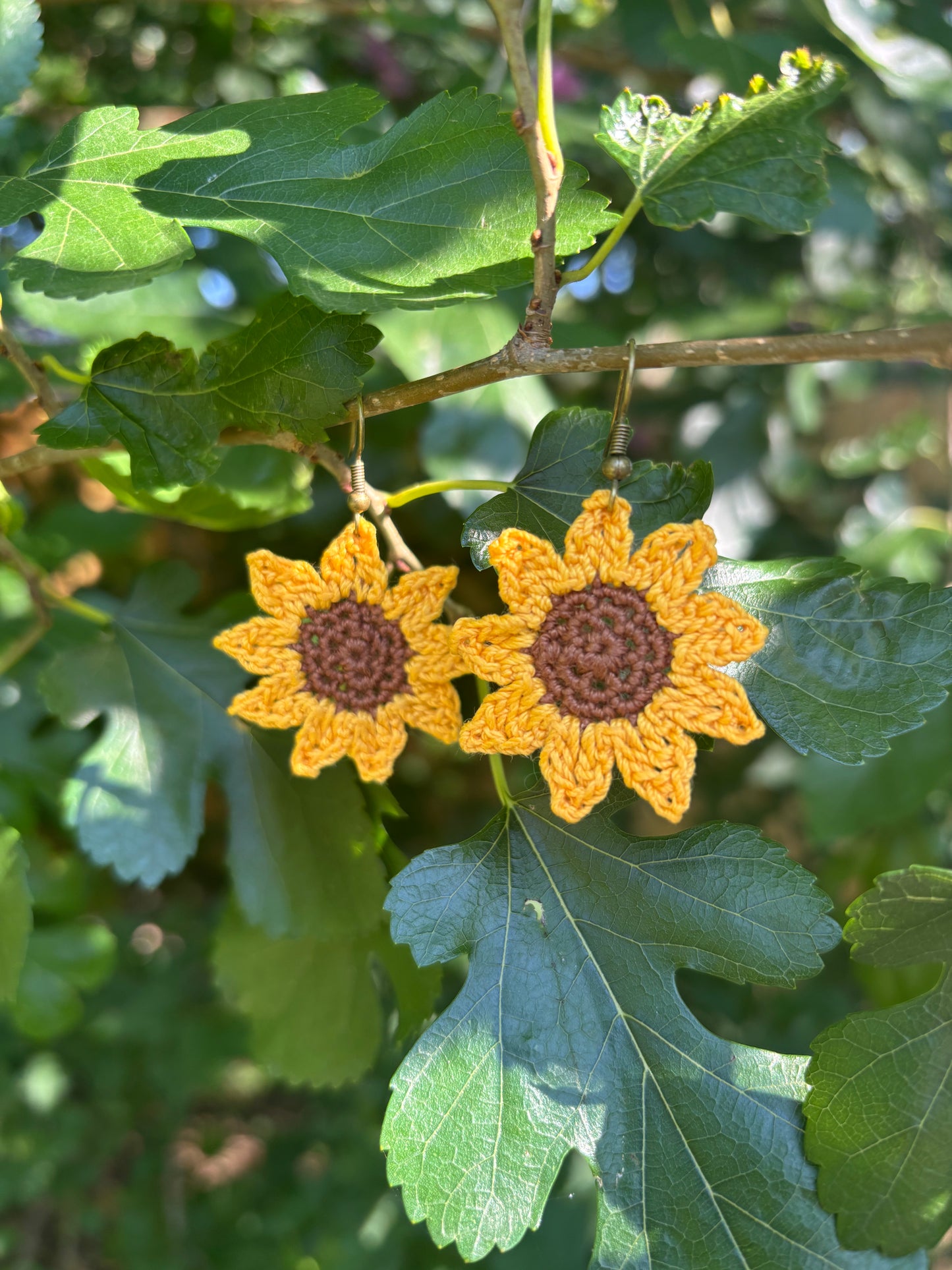 RUTH Sunflower Crochet Earrings – Handmade Floral Jewelry Inspired by Faith & Joy