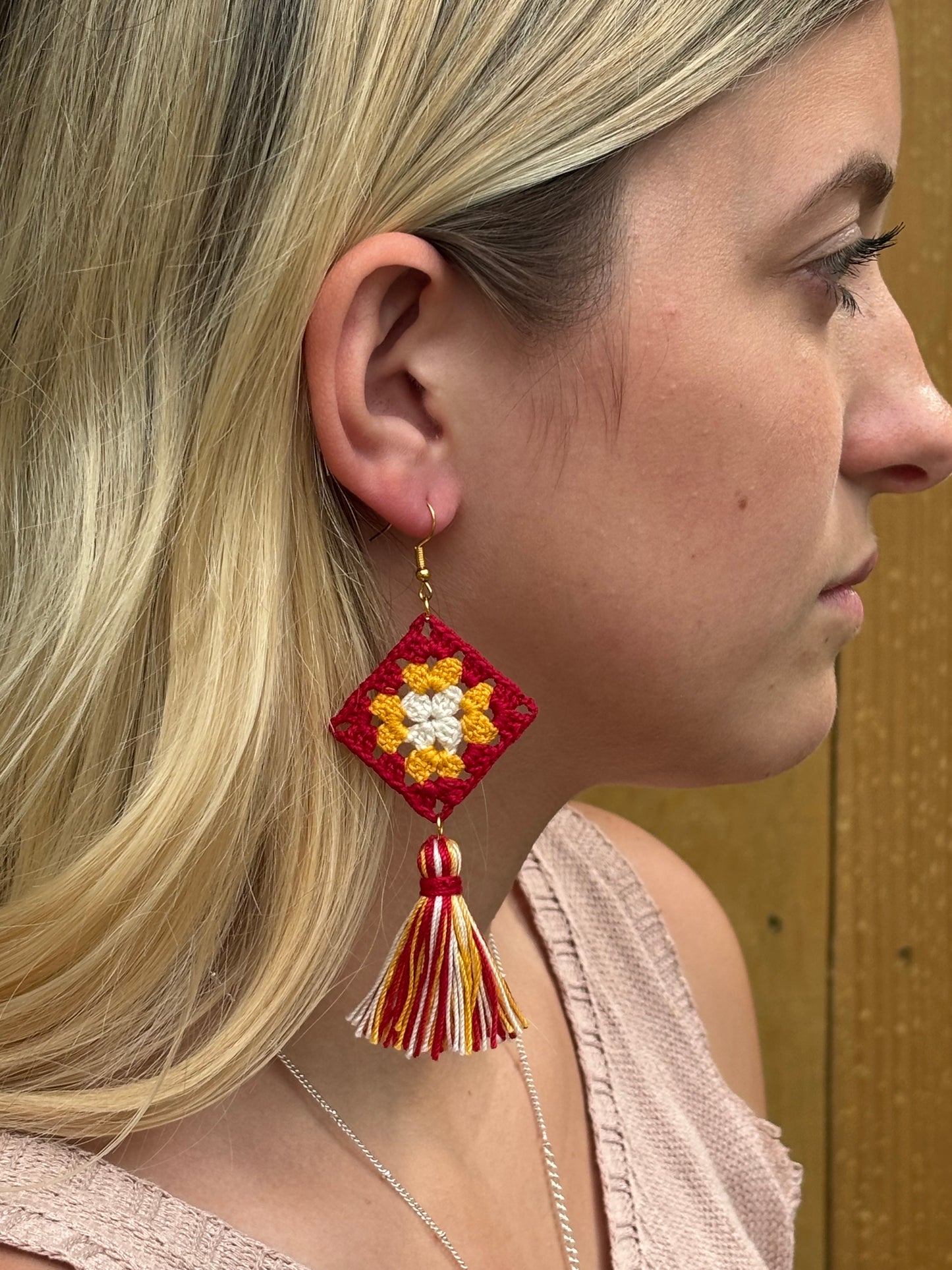 SARAH Crochet Granny Square Earrings – Vintage-Inspired Statement Jewelry