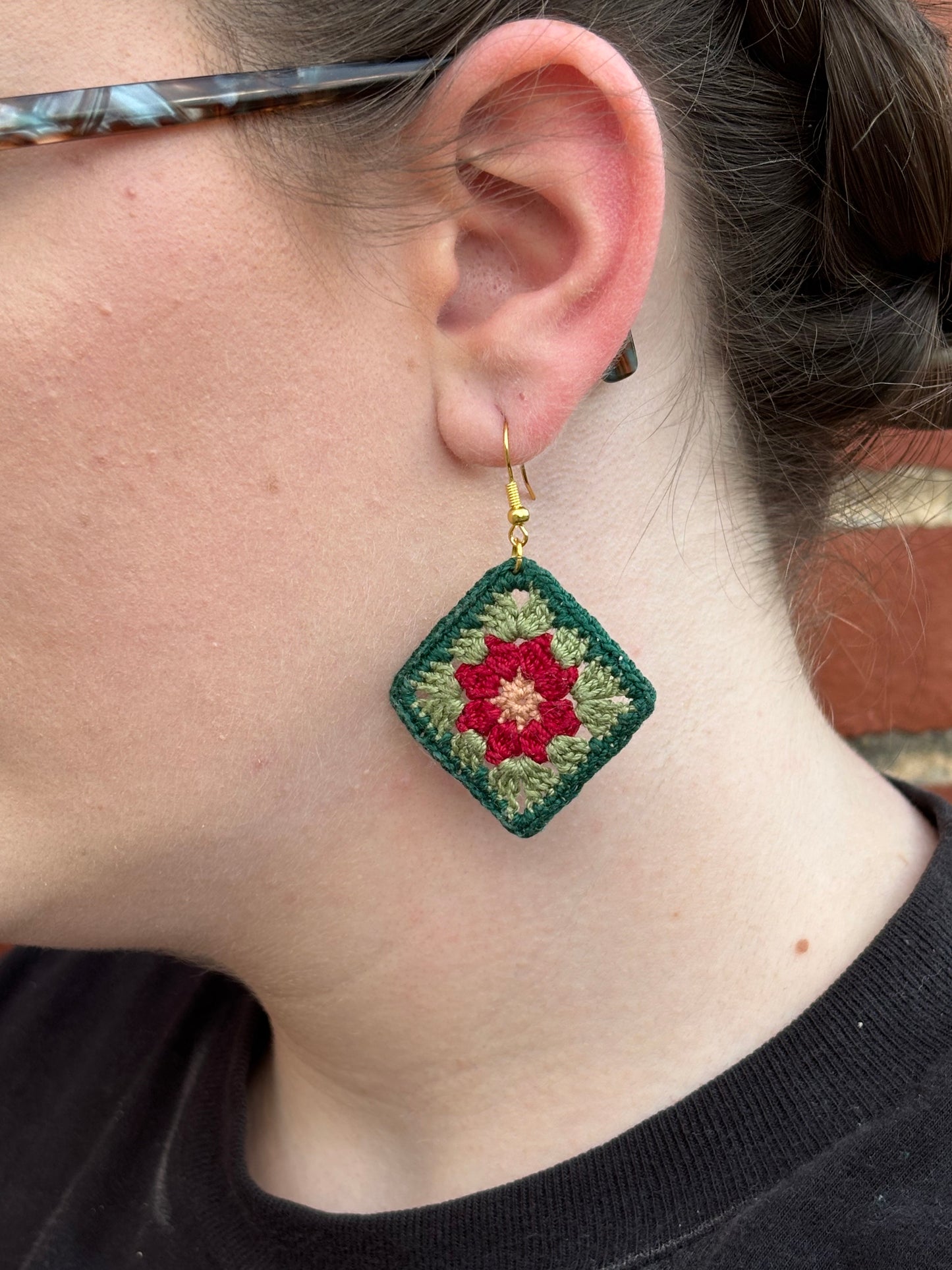 GLORY Crochet Earrings – Handmade Granny Square Floral Jewelry