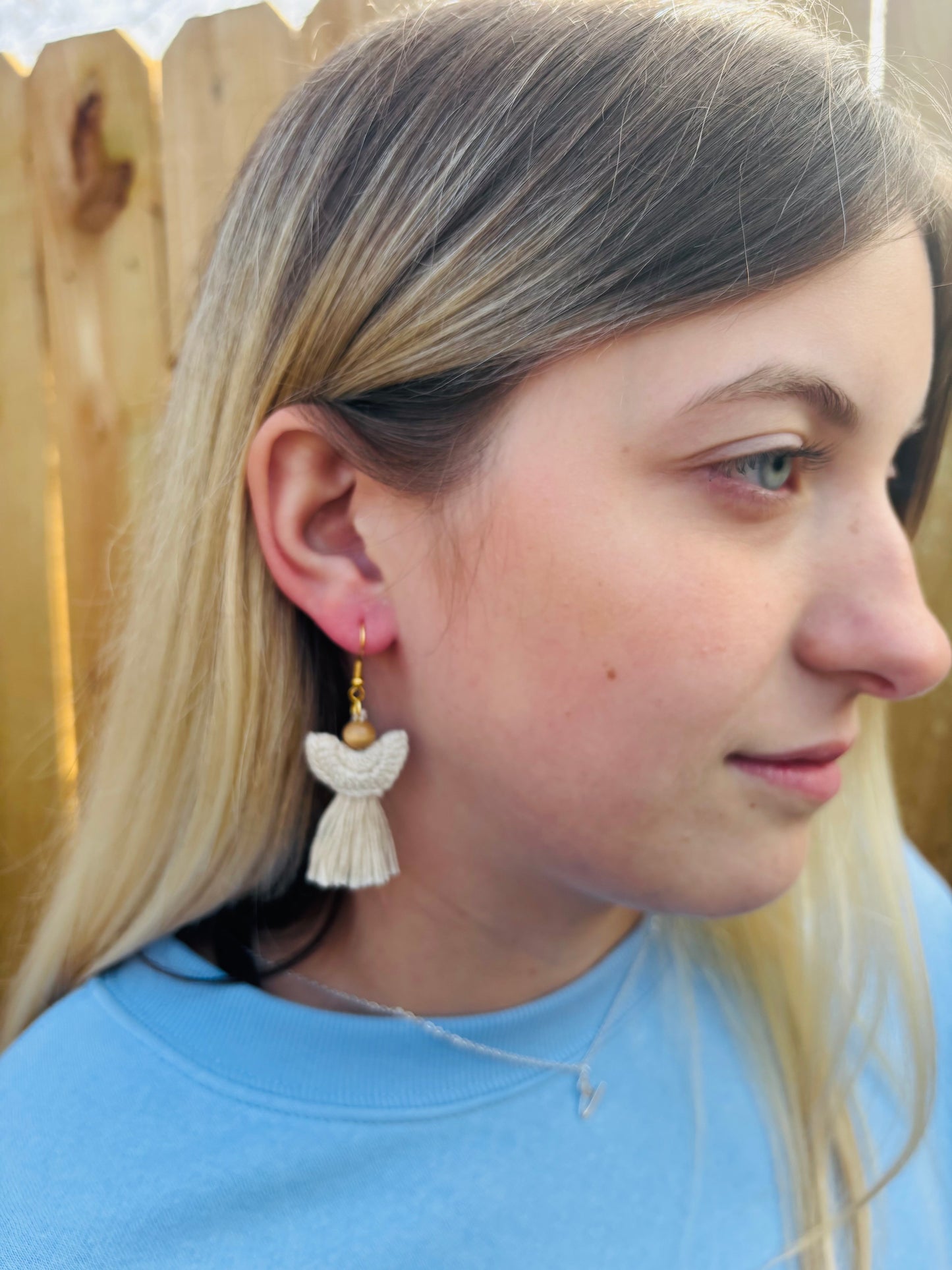 NOEL Angel Tassel Crochet Earrings – Handmade Christmas Gift