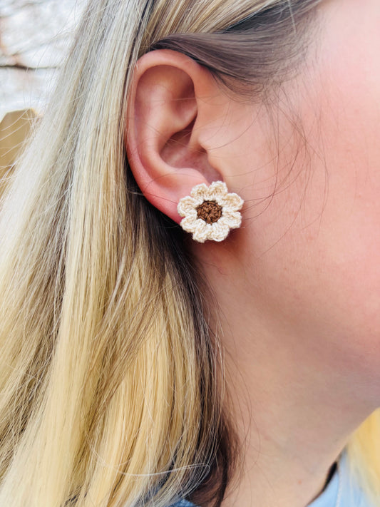 HOPE Floral Earrings – Handmade Crochet Post Studs
